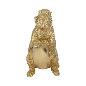 Figura de Mono Moderna Chapada en Oro, Escultura de Latón, Arte Coleccionable, Estatua Decorativa, Fundición 3D Completa, Navidad - Product Image 3