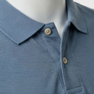 Polo à manches courtes bleu pour homme, en coton piqué, décontracté, respirant, uni, avec poche, coupe classique - Product Image 4