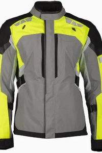 Veste de moto pour homme ROCKRUSH INDUSTRY en cuir de qualité supérieure, sur mesure, manches longues, couleur contrastée, coupe-vent, gris jaune - Product Image 5