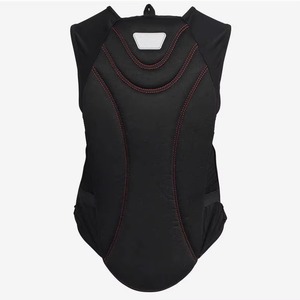 Chaleco Protector Ecuestre Unisex de Neopreno, Sin Mangas, Cintura Alta, Impermeable, Largo, Color Negro Sólido con Costuras Rojas - Product Image 1