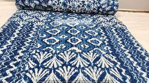 Handmade Hand Block Printed Indigo Blue Kantha <b>Quilt</b> Indigo Blue Cotton Kantha <b>Quilt</b> Indian Handmade Queen <b>Bedspread</b> - Product Image 2