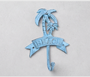 Premium Sky Blue Palm Tree Design Metal Bathroom <b>Hooks</b> With Stylish Finished Perfect For Home Storage and Towel Organization - Product Image 2
