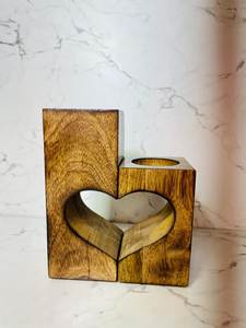 Wooden <b>Tea</b> <b>Light</b> Holder Round Double Candle Stand Home Decoration - Product Image 5