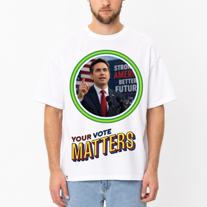 Camiseta Blanca Unisex de Manga Corta con Cuello Redondo, 180g, Secado Rápido, Anti-Pilling, Transpirable, con Estampado de Campaña Electoral Presidencial de EE. UU. - Product Image 1