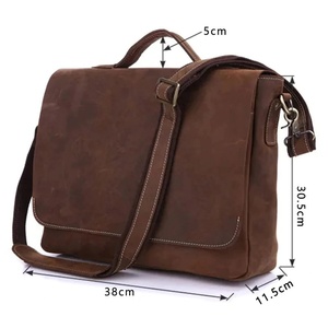 Sac à bandoulière pour ordinateur portable en cuir véritable élégant, de haute qualité, léger, imperméable, multi-tailles, multi-poches, moderne, unisexe - Product Image 5