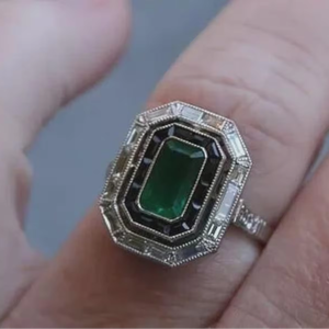 3.99 Carat Vintage Art Deco Style Moissanite <b>Emerald</b>-Cut Engagement <b>Ring</b> 925 <b>Silver</b> Rhodium Plated Prong Setting Luxury Classic - Product Image 1
