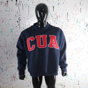 CUA BLUE <b>Mock</b> <b>Neck</b> Sweatshirt 100% RED Applique Embroidery wide <b>neck</b> Sweatshirt Finer Threads - Product Image 4