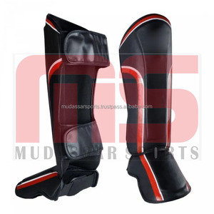 Conjuntos de boxeo de cuero genuino personalizados directos de fábrica Muay Thai MMA espinilleras OEM espinilleras para Kickboxing entrenamiento de artes marciales - Product Image 5