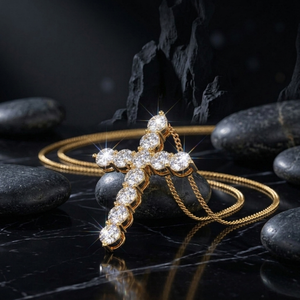 Pendentif Croix Chrétienne Personnalisé Sertie de Moissanite VVS, en Argent 925 Plaqué Or 5g, Sertissage à Griffes, Bijoux Hip Hop Religieux, MOQ 1 USA - Product Image 3