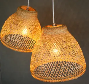Natural Hanging Bamboo Basket Pendant Light for Table Tea Made in Vietnam Vintage style home supplier