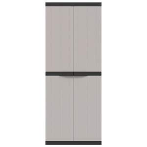 ตู้เก็บของกลางแจ้ง สีเทาและสีดำ ขนาด 25.6"x14.6"x65" วัสดุ PP เหมาะสำหรับโรงเก็บของและพื้นที่จัดเก็บ - Product Image 4