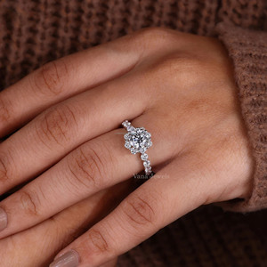 แหวนหมั้นทองคำแท้18K สุดคลาสสิกแหวนสำหรับสตรีใส่ในงานปาร์ตี้ประดับเพชรทรงวงแหวนสำหรับใส่เป็นของขวัญ - Product Image 5