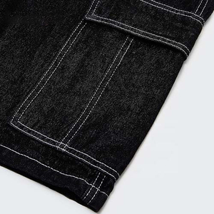 Shorts en jean vintage délavé coupe ample jambe large décontracté streetwear surdimensionné multi-poches unisexe - Product Image 5