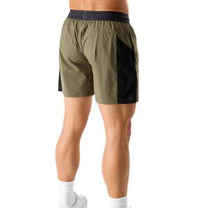 Shorts de course pour hommes, en maille unie, respirants, séchage rapide, légers, pour l'entraînement et le fitness, avec cordon de serrage, couleur olive - Product Image 2