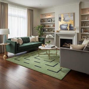 Tapis d'intérieur en laine verte fait main, tufté à la main, géométrique moderne, tapis de luxe pour la maison, tapis sur mesure - Product Image 5