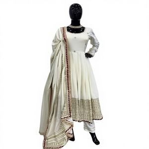 NOUVELLE COLLECTION SPÉCIALE FESTIVAL DE L'AÏD SALWAR KAMEEZ À BRODERIES RICHES ET PAILLETTES, POUR SOIRÉE, AVEC QUATRE BORDURES LATÉRALES, LONGUEUR PLIANTES, À SECHEMENT RAPIDE - Product Image 1