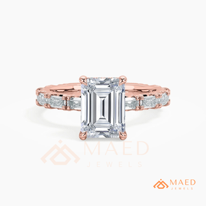 Bague élégante en moissanite taille émeraude pour femme, or rose, bijoux de fiançailles et de mariage, à porter au quotidien, cadeau USA - Product Image 5