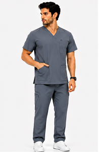 Tenues médicales pour hommes, vente en gros, 2 pièces, uniforme jogger, respirant, extensible, vêtements de travail pour médecins, infirmiers, hôpitaux, confortables et durables - Product Image 6
