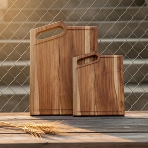 Natural Wooden Serving Cutting <b>Board</b> Set Rustic Kitchen Chopping <b>Board</b> with Rope Handle Wooden Chopping Block Rectangle - Product Image 5