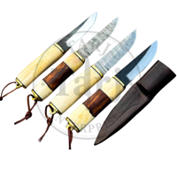 Couteau de chasse en acier Damas, tranchant comme un rasoir, pointe clip, épaisseur 0,35 mm, manche en os de chameau, lame fixe pour survie en extérieur, OEM de haute qualité