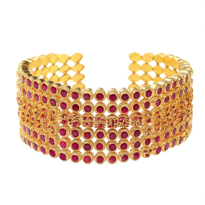 Antique <b>Ruby</b> Studded Stainless Steel Cuff Bangles - Product Image 1