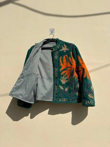 Best Selling Suzani Embroidery <b>Jacket</b> Women Cropped Floral <b>Hippie</b> Coat Warm Winter Outerwear Factory Price Wholesale - Product Image 3