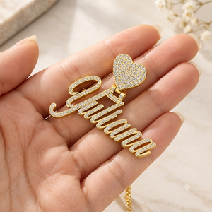 Collier unisexe Hip Hop en argent 925 plaqué or avec pendentif lettre initiale personnalisée, fermoir cœur et moissanite taille brillant - Product Image 4