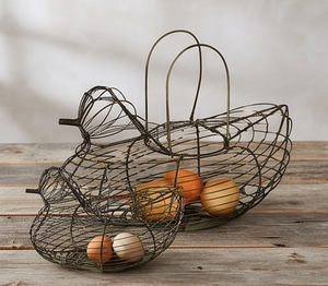 Cesta metálica de hierro macizo para huevos, frutas y verduras, elegante cesta de almacenamiento para mesa, estilo Farmhouse Kitchenware. - Product Image 5