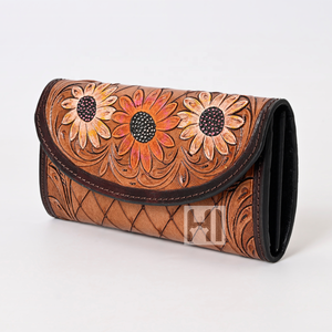 Cartera de Cuero Vacuno con Diseño Floral de Lujo para Mujer, Triple Pliegue, con Bloqueo RFID y Borla - Product Image 3