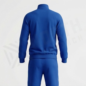 Survêtement pour homme à imprimé géométrique bleu, fermeture éclair intégrale, style sportif, avec poches latérales, coupe classique, pour l'automne - Product Image 2