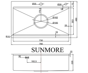 Fregadero de cocina de acero inoxidable 304 con relieve, un solo tazón, superficie cepillada, precio mayorista de fábrica de Vietnam - Product Image 5