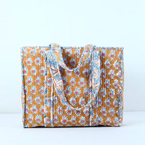 Sac fourre-tout en coton matelassé imprimé, écologique et durable, grande capacité, sac à bandoulière, imprimé floral bohème, sac fourre-tout pour le shopping - Product Image 2