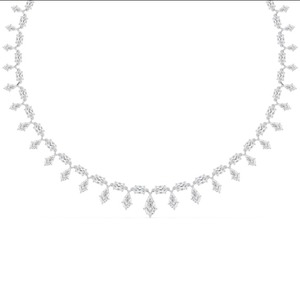 Breathtaking 9K Rose Gold Long Step Cut Pear and Oval Diamond <b>Statement</b> <b>Necklace</b> 27.46 CTW - Product Image 4