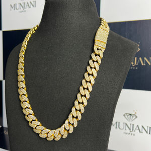 Collar de Cadena Cubana Vintage con Diamantes Cultivados en Laboratorio, Plata S925, Chapado en Oro, Unisex, Moissanita VVS, Certificado IGI - Product Image 2