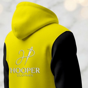 เสื้อฮู้ดผู้ชาย Hooper สีเหลืองดำ ผ้าฝ้ายเฟรนช์เทอร์รี่บุซับใน ระบายอากาศได้ดี แห้งเร็ว โลโก้ที่แขนซ้าย เหมาะสำหรับใส่ในฤดูหนาว - Product Image 5