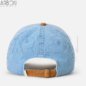 Casquettes 6 panneaux en tissu denim premium 2026 avec sangle réglable au dos, broderie personnalisée, service OEM ODM - Product Image 3