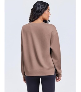 Wholesale Price Luxury Long Sleeve Round Neck Shoulder Slope Solid Comfortable Casual Women's Cotton Sweatshirt From Bangladesh - Product Image 2