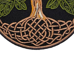 Round Embroidered <b>Patch</b> with Celtic Knot Design <b>Sew</b>-<b>On</b> Fabric Badge for Apparel Decoration - Product Image 5