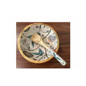 Handmade Mango Wood Enamel Printed <b>Bowl</b> Snack <b>Dessert</b> Serving <b>Bowl</b> with Iftar Print for Serving Enjoying Your Favourite Treats - Product Image 6