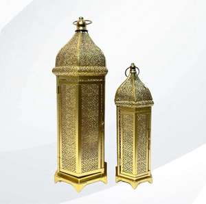 Elegantes Paneles de Linterna de Hierro Dorado con Asa, Diseño Moderno, Ecológico y Duradero, Iluminación Decorativa para el Hogar, Decoración Perfecta para Mesa - Product Image 1