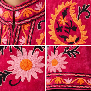 jacketSujani Ladies' Reversible Velvet Cotton <b>Jacket</b> Quilted Bomber Varsity Style Autumn Short <b>Mandarin</b> <b>Collar</b> - Product Image 3