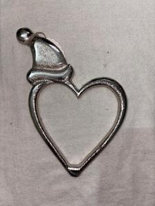 Silver Metal <b>Heart</b> Ornament Molded Metallic Finish Classic Christmas <b>Decoration</b> Indoor Use - Product Image 2