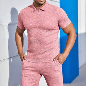 Ensemble deux pièces pour homme, polo dégradé et short à manches courtes, col boutonné, tenue décontractée sportive d'été, directement de l'usine - Product Image 5
