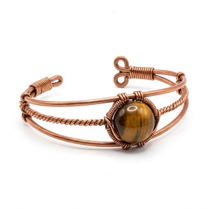 Bracelet en cuivre pur fait main, oxydé, chaîne queue de renard tressée, fil de blé, bijoux unisexe pour homme, style chevrons vieilli, vente en gros - Product Image 2