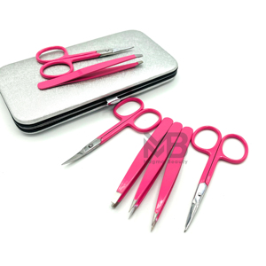 Ensemble de pinces à épiler en acier inoxydable avec pointe fine, couleur rose vif, style moderne durable pour une mise en forme précise - Product Image 5