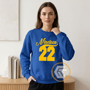 GREEK TREASURES Sweat-shirt en coton polaire bleu à col rond pour femme Nineteen 22 Casual Autumn Top - Product Image 4