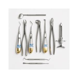 Kit professionnel de 10 instruments d'extraction dentaire en acier inoxydable : forceps, miroirs et élévateurs - Product Image 1