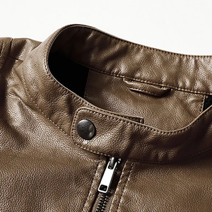 High Quality <b>Men's</b> Biker Style Casual Loose Winter Genuine Sheep <b>Leather</b> <b>Jacket</b> Custom Logo Zipper OEM Service <b>Men's</b> <b>Jackets</b> - Product Image 5