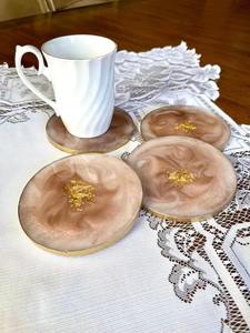 Sous-verre carré décoratif classique en résine, fait main, accessoire de table de luxe, tapis pour boissons, tasses à café et thé, restaurant, hôtel, maison - Product Image 4