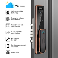 Serrure de porte intelligente biométrique à empreinte digitale avec interphone vidéo en temps réel, caméra de vision nocturne et détection faciale, vente en gros